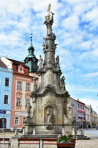 memorial plague column of the Holy Trinity in town Jinrichuv Hradec in Czech republic