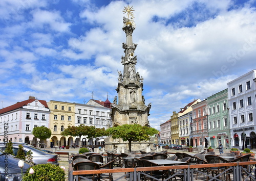 Photography memorial plague column of the Holy Trinity in town Jinrichuv Hradec in Czech rep
