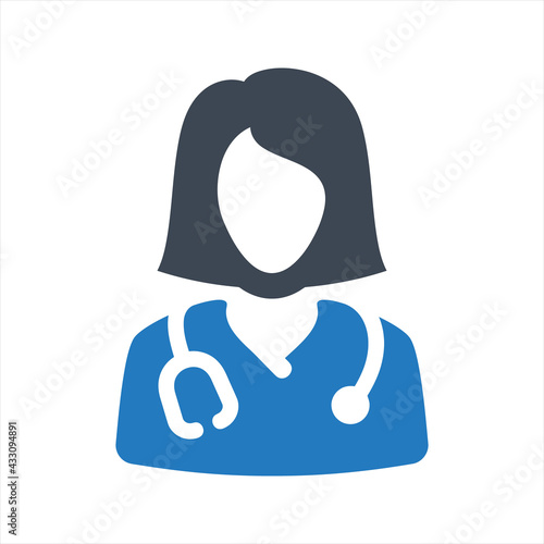 Female doctor icon, vector and glyph