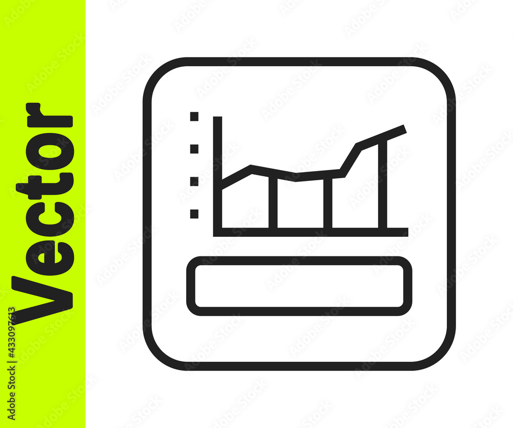 Black line Graph, schedule, chart, diagram, infographic, pie graph icon isolated on white background. Vector Black line Graph, schedule, chart, diagram, infographic, pie graph icon isolated on white background. Vector