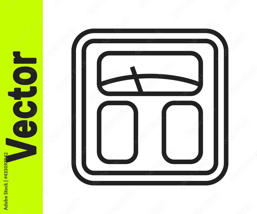 Black line Bathroom scales icon isolated on white background. Weight measure Equipment. Weight Scale fitness sport concept. Vector Black line Bathroom scales icon isolated on white background. Weight measure Equipment. Weight Scale fitness sport concept. Vector