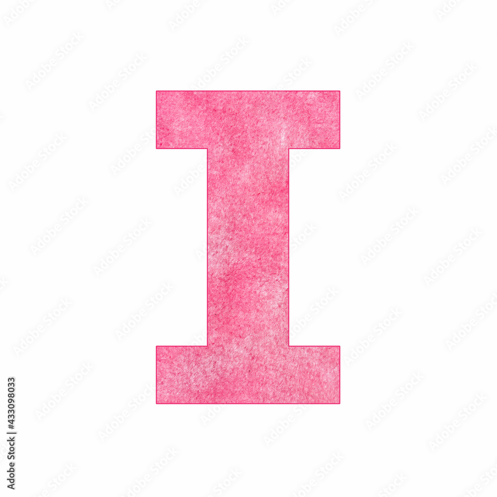 I capital letter - Pink plush texture I capital letter - Pink plush texture