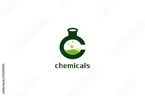 Letter c chemical lab eco friendly logo