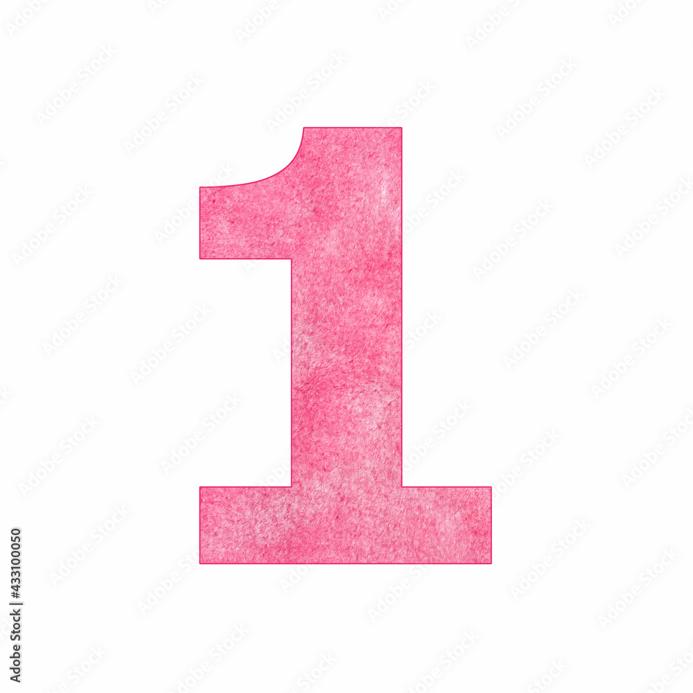 Digit number 1 - Pink plush texture Digit number 1 - Pink plush texture