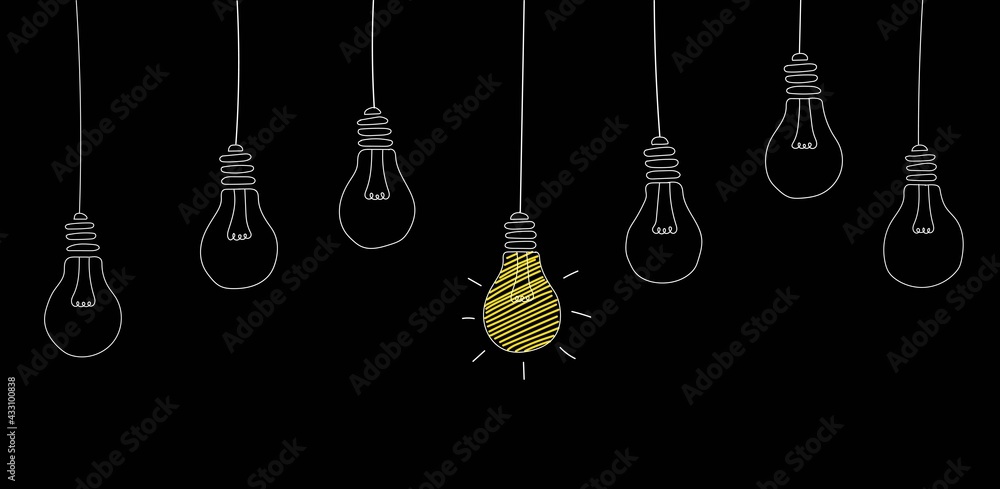 Business Idea Bulbs Hand Drawn Isolated. Creativity and inspiration concept. Business Idea Bulbs Hand Drawn Isolated. Creativity and inspiration concept.
