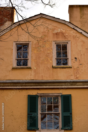 old windows in building