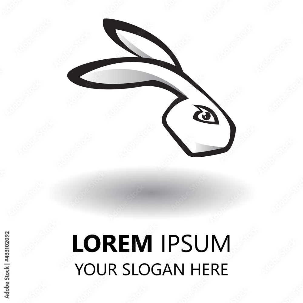 Fototapeta premium head rabbit logo design template. style simple logo. rabbit illustration vector