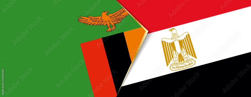 Zambia and Egypt flags, two vector flags. Zambia and Egypt flags, two vector flags.