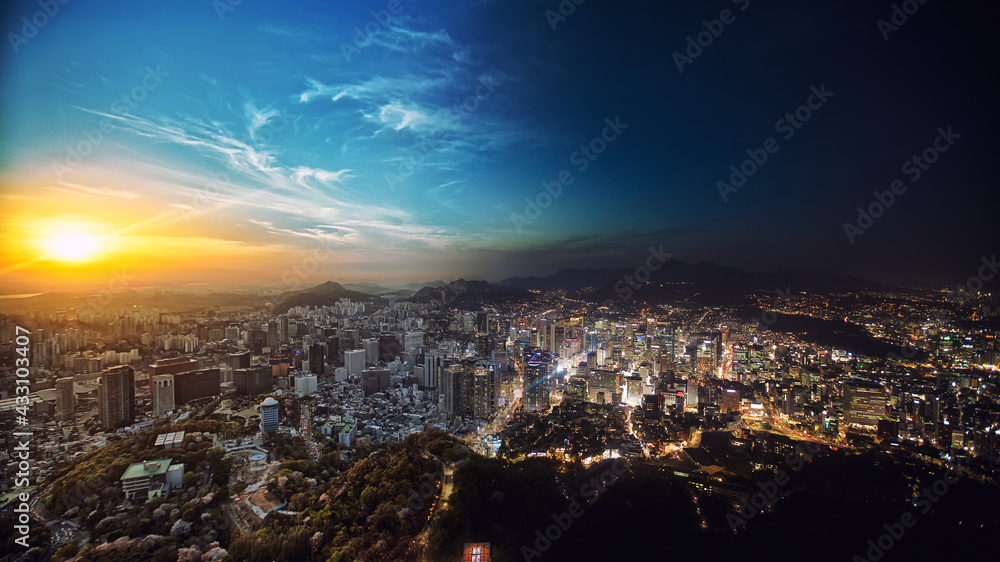 Naklejka premium Metropole Sonnenaufgang Sonnenuntergang Großstadt Licht und Schatten Reisen
