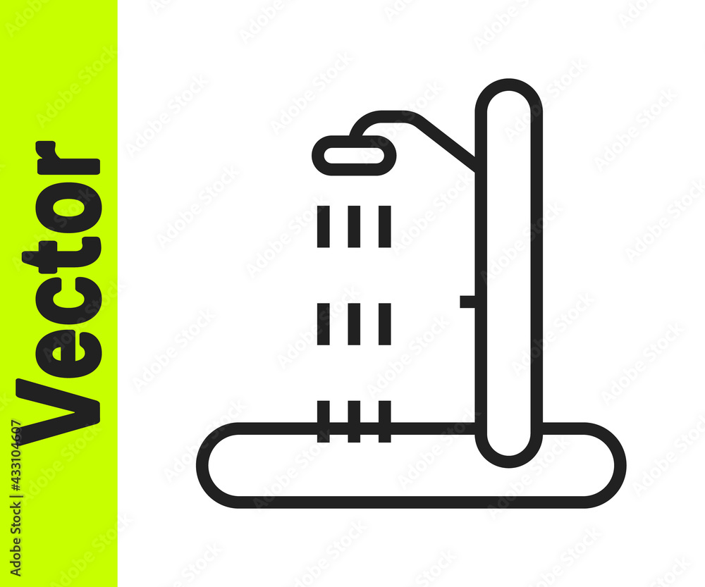 Black line Beach shower icon isolated on white background. Vector Black line Beach shower icon isolated on white background. Vector