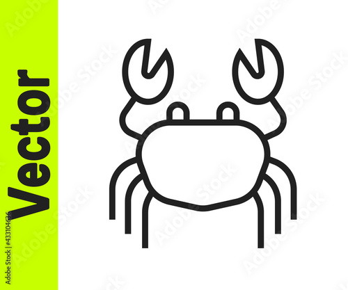 Black line Crab icon isolated on white background. Vector