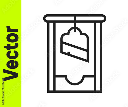 Black line Guillotine medieval execution icon isolated on white background. Vector