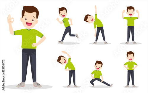 bundle set of smart man on exercise various actions