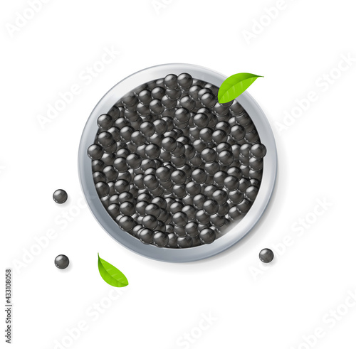 Realistic Detailed 3d Black Caviar Can. Vector