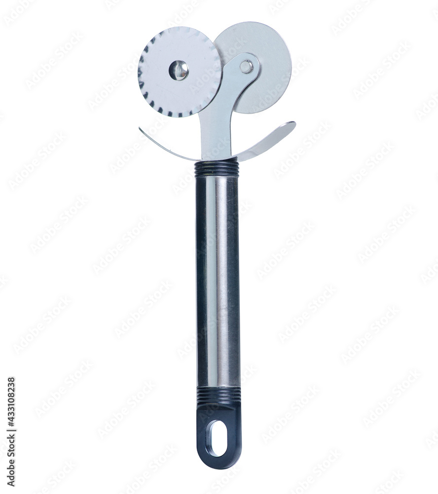 Stainless Pizza knife cutter on white background isolation Stainless Pizza knife cutter on white background isolation