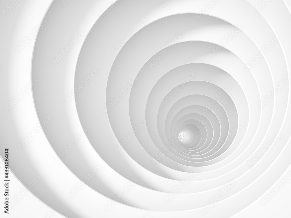 Fototapeta premium Abstract empty white tunnel perspective, 3 d