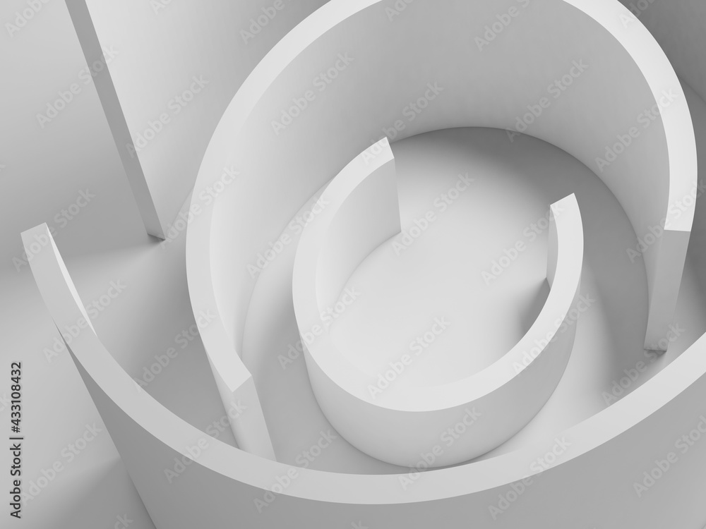 Abstract cgi background with white concentric sectors 3d