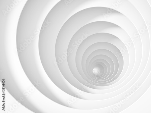 Abstract empty white tunnel perspective, 3 d photo