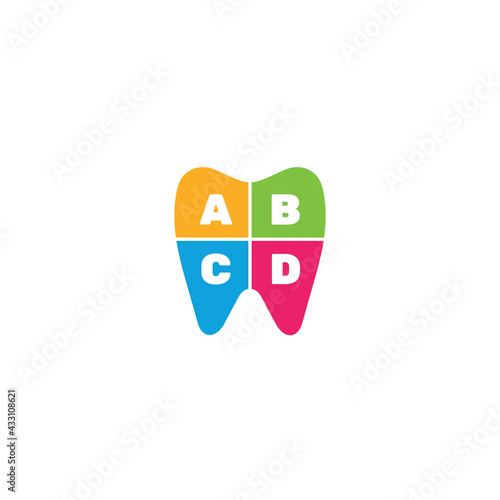 Letter ABCD and Tooth logo or icon design