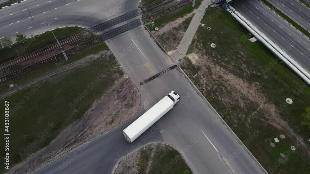 movement of the drone behind the truck in the city movement of the drone behind the truck in the city