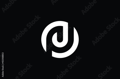 PJ logo letter design on luxury background. JP logo monogram initials letter concept. PJ icon logo design. JP elegant and Professional letter icon design on black background. P J JP PJ