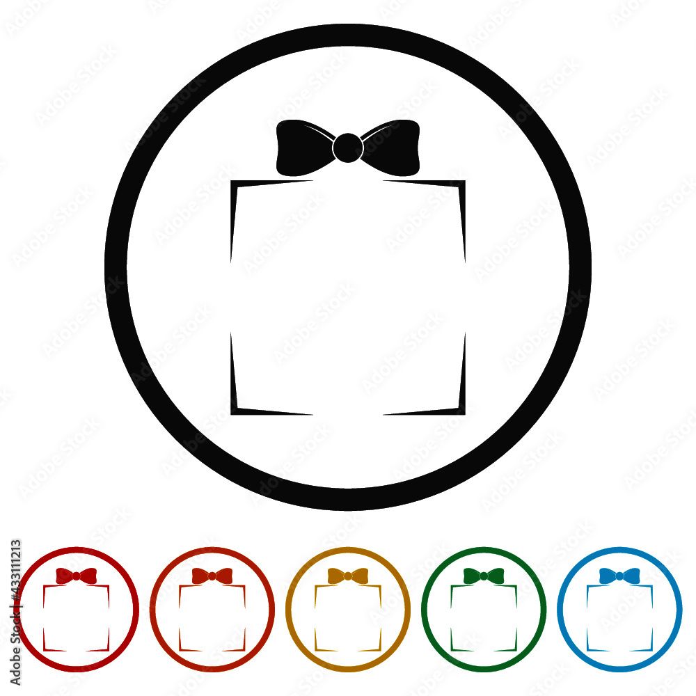Gift box with ribbon ring icon color set Gift box with ribbon ring icon color set