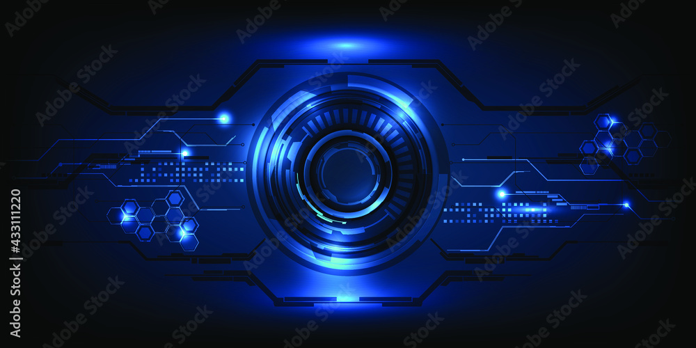 Naklejka premium Digital visualization of gate monitoring hi tech blue technology background.Futuristic concepts.Vector illustrations.