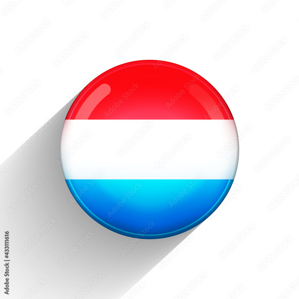 Glass ball with flag of Luxembourg. Round sphere, template icon. Luxembourgish national symbol. Glossy realistic ball, 3D abstract vector illustration highlighted on a white background. Big bubble Glass ball with flag of Luxembourg. Round sphere, template icon. Luxembourgish national symbol. Glossy realistic ball, 3D abstract vector illustration highlighted on a white background. Big bubble