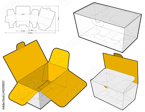 Gift box and Die-cut Pattern. Ease of assembly, no need for glue. The .eps file is full scale and fully functional. Prepared for real cardboard production.