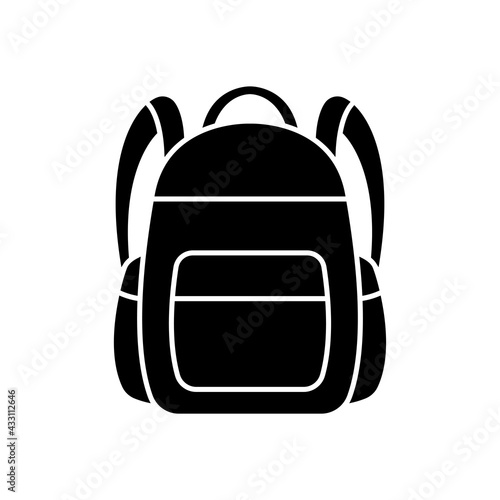 Backpack icon. Black silhouette. Back view. Vector simple flat graphic illustration. The isolated object on a white background. Isolate.