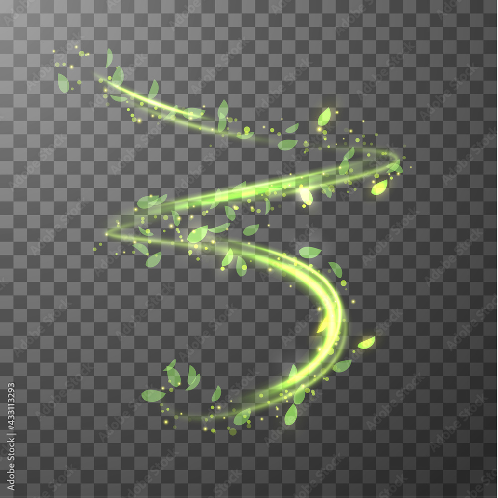 Naklejka premium Green shiny lines vector effect background. EPS10