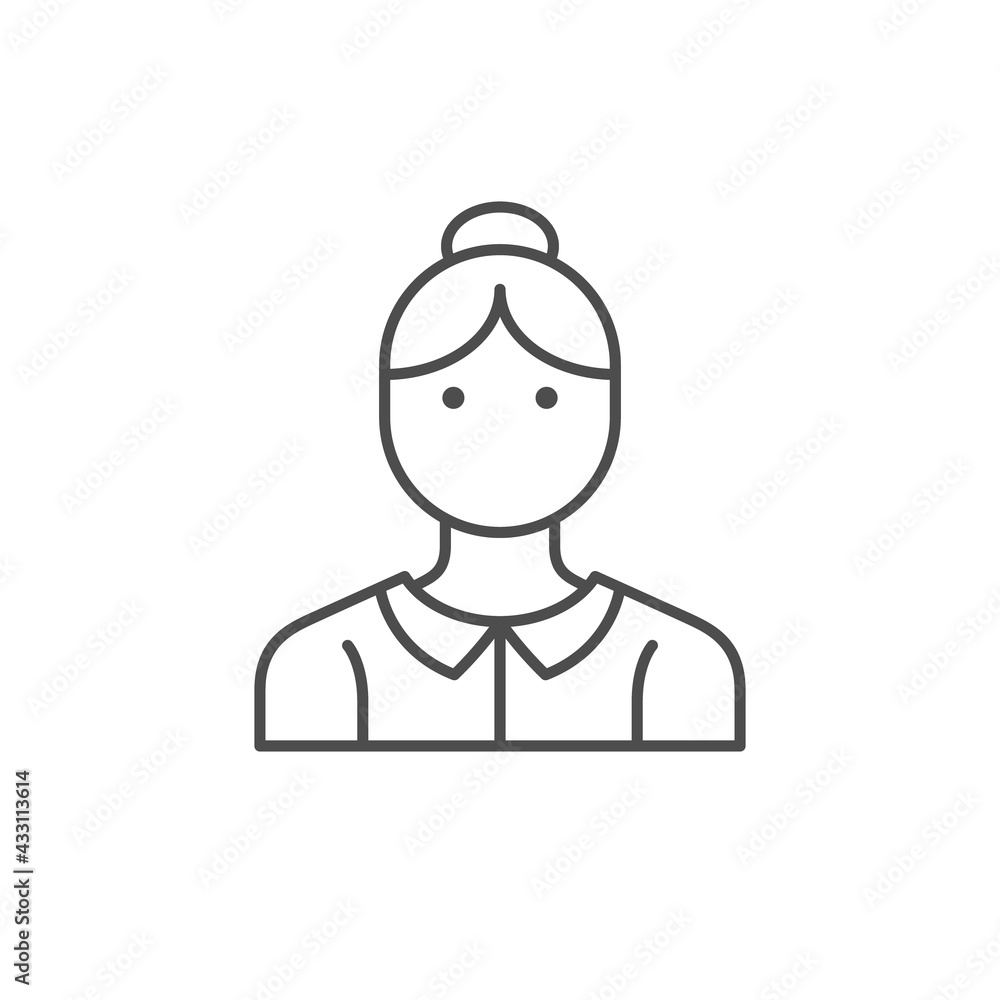 Housemaid or maid line outline icon isolated on white Housemaid or maid line outline icon isolated on white