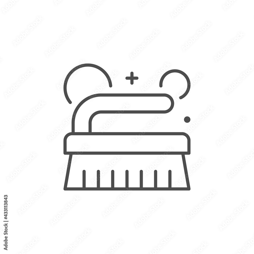 Cleaning brush line outline icon isolated on white Cleaning brush line outline icon isolated on white