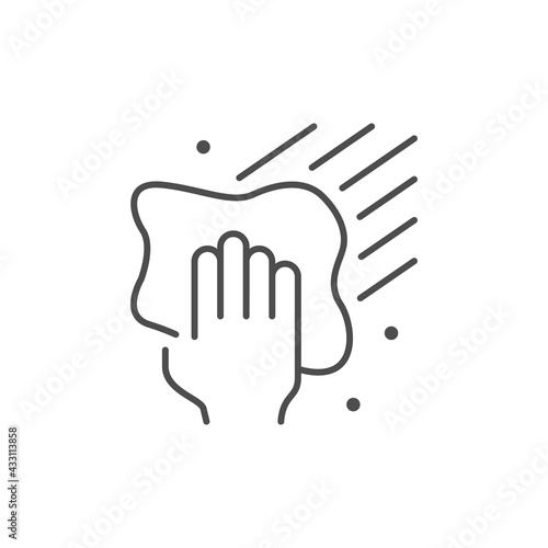 Rag wiping line outline icon isolated on white