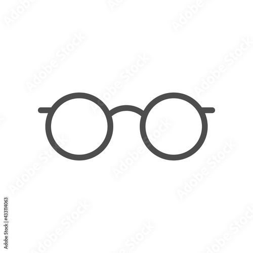 Round eyeglasses glyph icon or spectacles frame silhouette