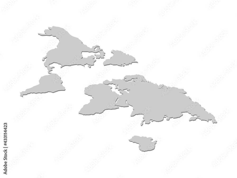 Isometric world map. Gray Earth map. Vector illustration isolated on white background.