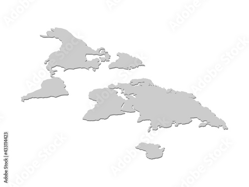 Isometric world map. Gray Earth map. Vector illustration isolated on white background.