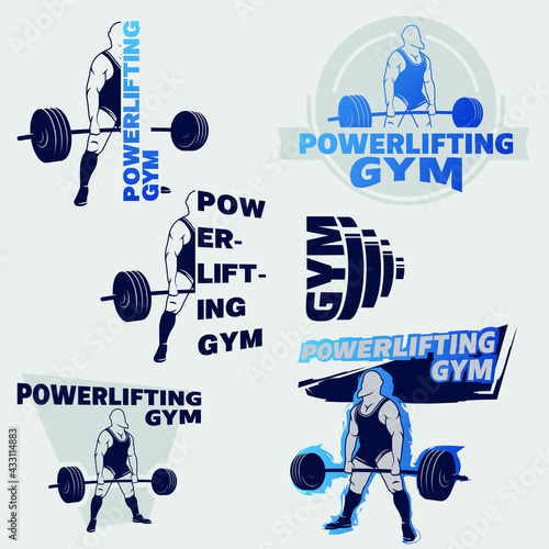 deadlift barbell man sport logo pancakes barbells