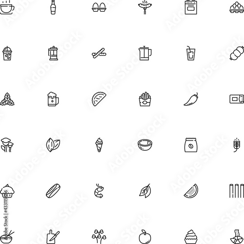 icon vector icon set such as: asia, filter, hand, home, roasted, mint, slow, farfalle, patty, thin, dough, app, field, spanish, grilled, cereal, sedative, container, waffle, coco, microwave, lasagne