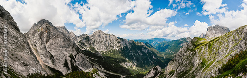 Vászonkép Kamnik saddle in logar valley, Slovenia, Europe