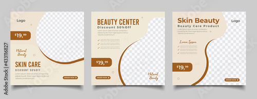 Beauty Center Makeup Social media post Banner Square Flyer Template Design