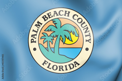 3D Flag of Palm Beach County (Florida state), USA. 3D Illustration.