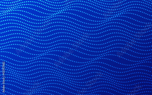Blue wavy dotted stripes background. Vector pattern for design