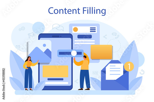 Content filling concept. Making responsive and viral content
