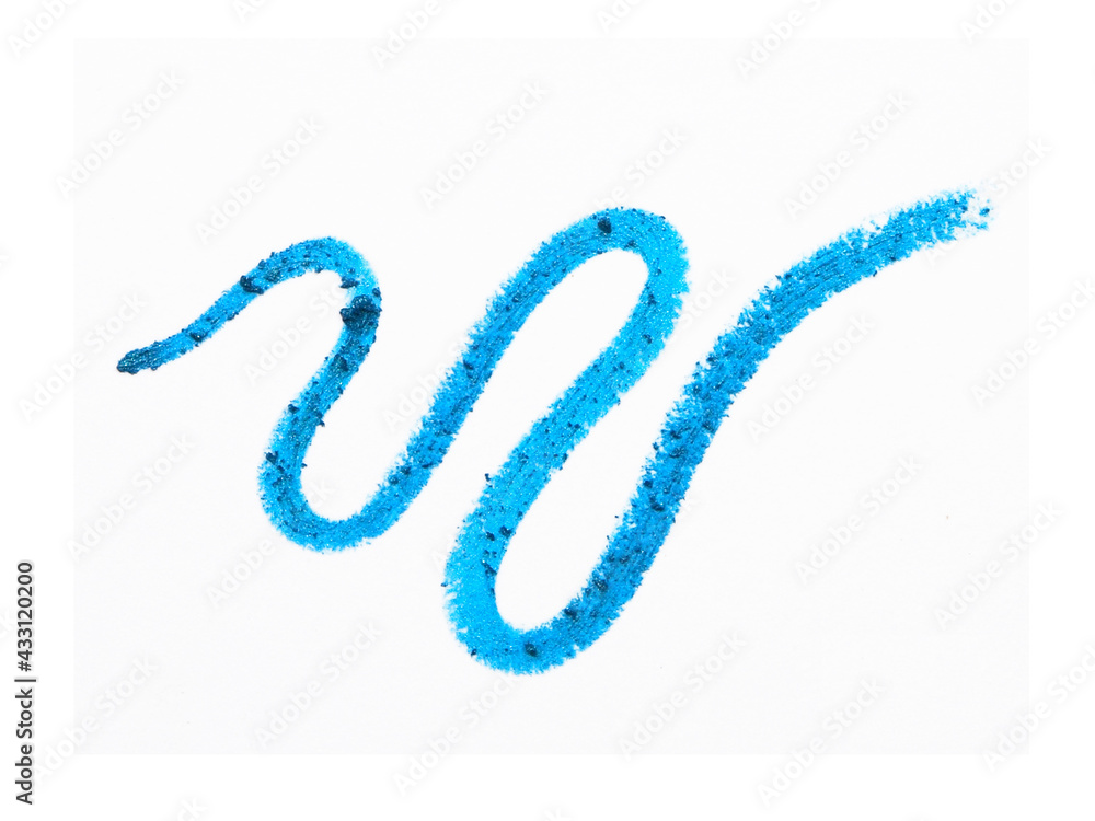 Blue eyeliner penсil trace on white background Blue eyeliner penсil trace on white background