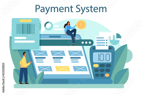 Payment system concept. Website payment system by credit card.