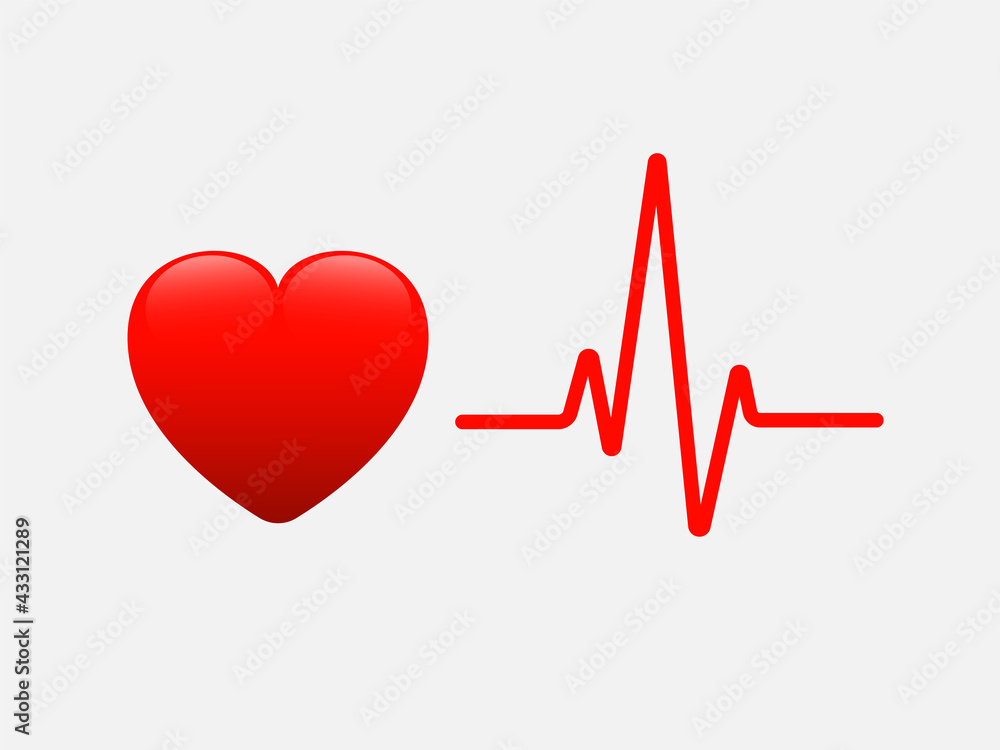 Heart and heart rate. Pulse. Vector illustration isolated on white background. Heart and heart rate. Pulse. Vector illustration isolated on white background.