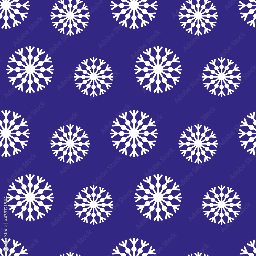 Blue Christmas seamless pattern with snowflakes.