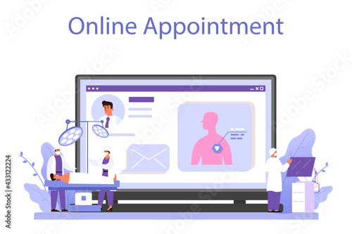 Surgeon online service or platform. Doctor performing medical operations