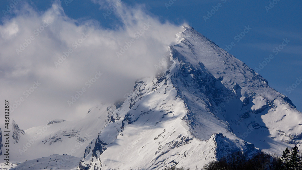 peak of Mt. Watzmann Hocheck in spring, bavarian alps